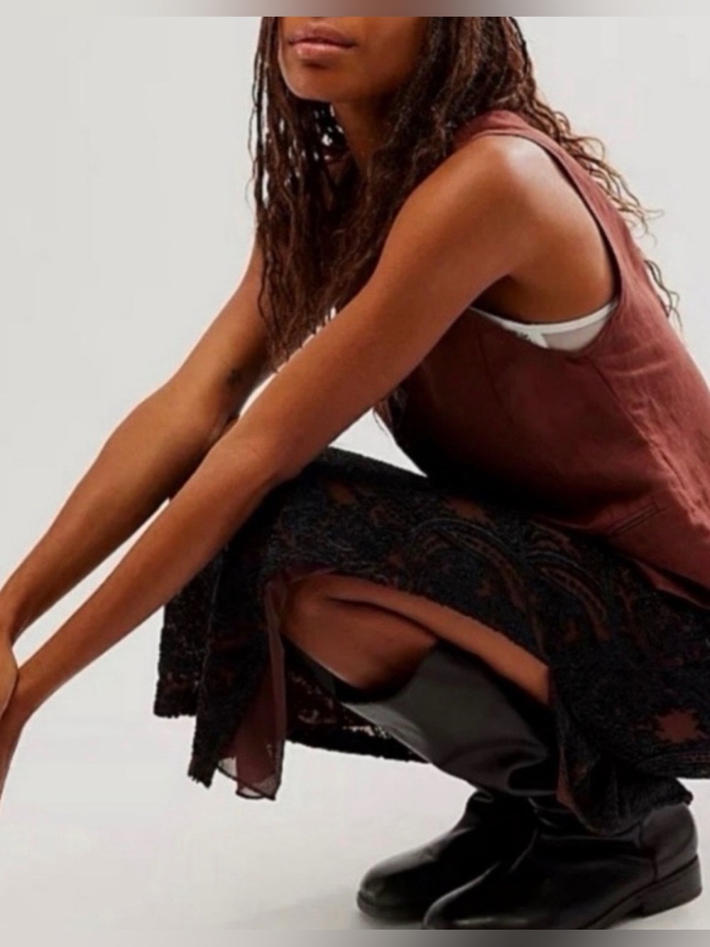 Elegant Black and Brown Floral Maxi Skirt - Women
